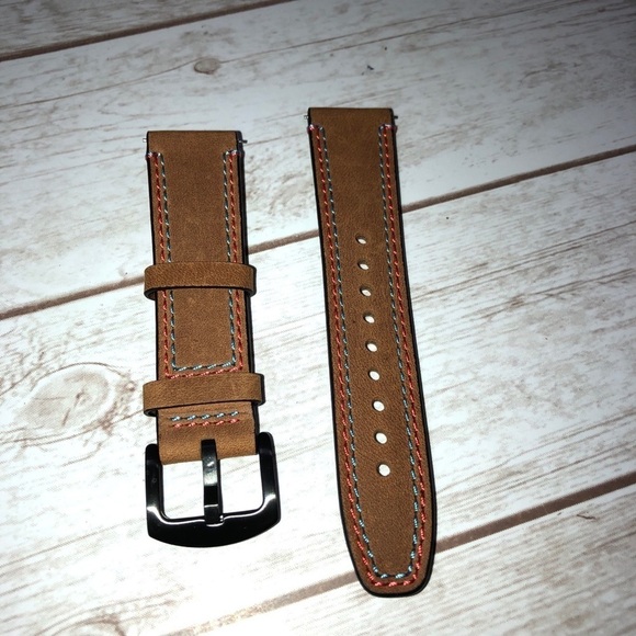 New in Box Brown Leather Watch Band Replacement 22mm - Picture 5 of 7